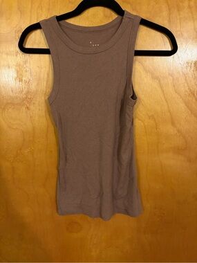 a new day Ribbed Tank Top in Taupe Brown